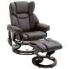 Massage Recliner Chair Brown with Ottoman 10-Point Vibrating Swivel for Bedroom & Living Room