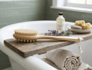 Natural Boar Bristle Wooden Bath and Body Massage Brush with Long Handle - Eco-Friendly Exfoliating Back Scrubber for Shower