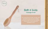 Natural Boar Bristle Wooden Bath and Body Massage Brush with Long Handle - Eco-Friendly Exfoliating Back Scrubber for Shower