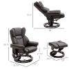 Massage Recliner Chair Brown with Ottoman 10-Point Vibrating Swivel for Bedroom & Living Room