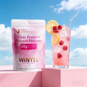 WINYEL Nutrition Clear Protein Collagen Peptides, Raspberry Lemonade, 20g Protein, Zero Sugar, Grass-Fed Whey, 250g (QTY: 1 PCS)