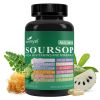 Soursop supplement containing 20 herbal extracts including seaweed, lion's mane mushroom, turmeric, black seed oil, oregano, and mullein