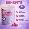 Creatine monohydrate gummies, 5 grams per serving, sugar-free creatine gummies, suitable for workouts, strength, cognitive health, and muscle support