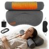 USB Heated Neck Pillow Zero Pressure Memory Foam Cervical Neck Pillow Heated Bed Pillow with Eye Mask Adapter for Pain Relief